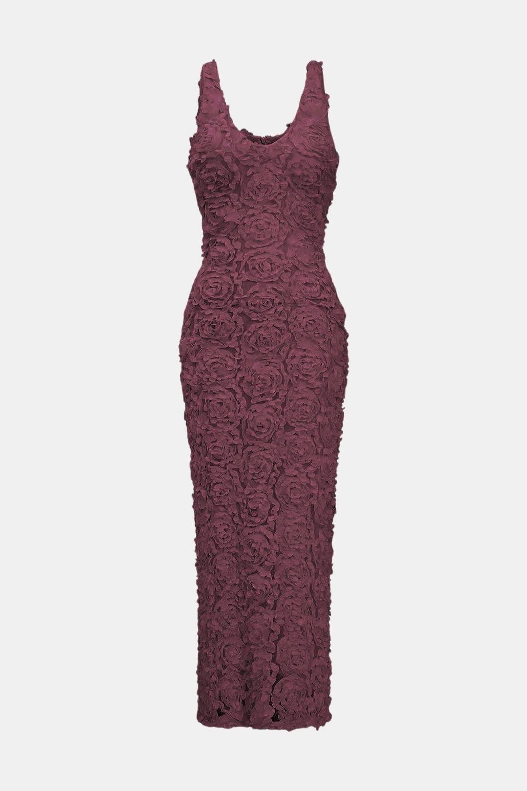 Leticia – Appliqué V-Neck Slit Maxi Dress