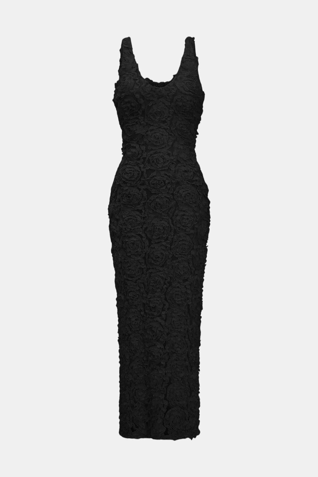 Leticia – Appliqué V-Neck Slit Maxi Dress