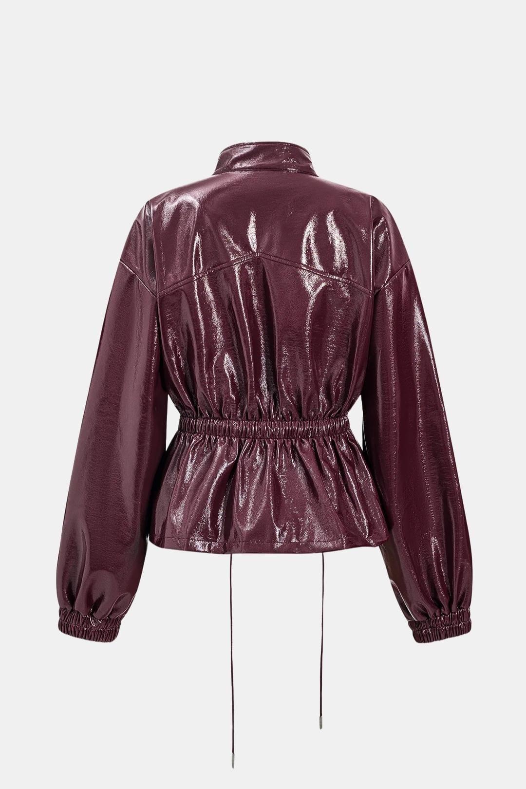 Lila – Faux Leather Drawstring Pocket Jacket