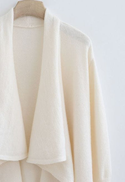 Nereida - Waterfall Longline Knit Cardigan in Cream