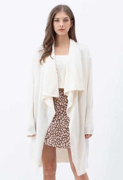 Nereida - Waterfall Longline Knit Cardigan in Cream