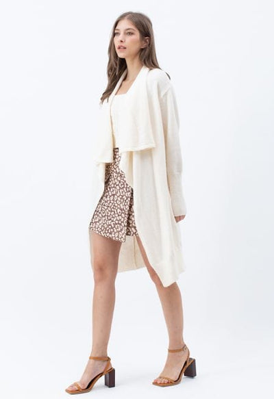 Nereida - Waterfall Longline Knit Cardigan in Cream