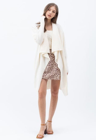 Nereida - Waterfall Longline Knit Cardigan in Cream