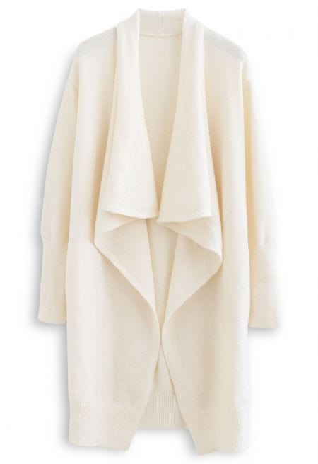 Nereida - Waterfall Longline Knit Cardigan in Cream