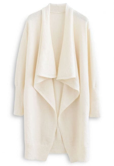 Nereida - Waterfall Longline Knit Cardigan in Cream