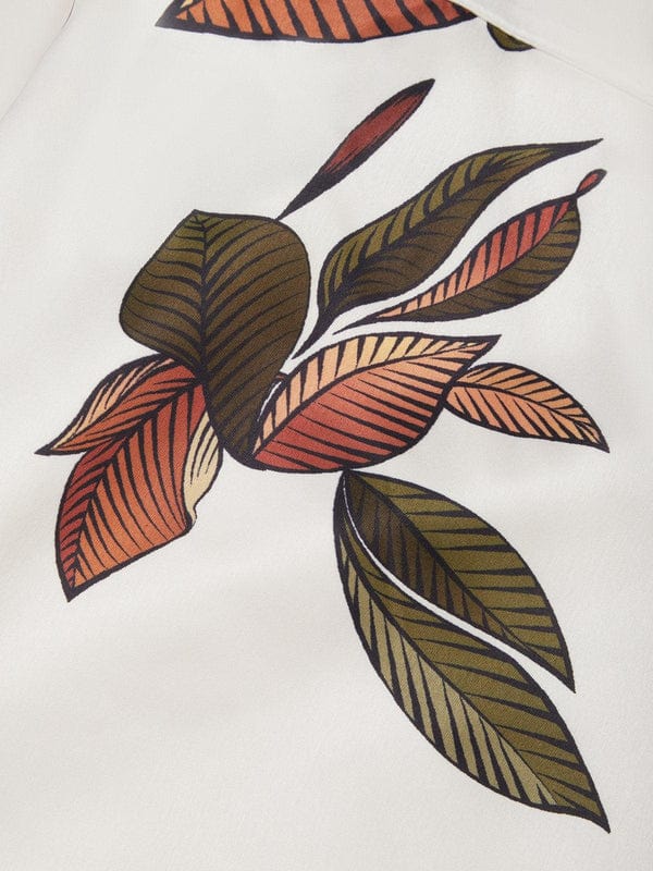 Mirea – V-Neck Urban Leaf Midi Dress