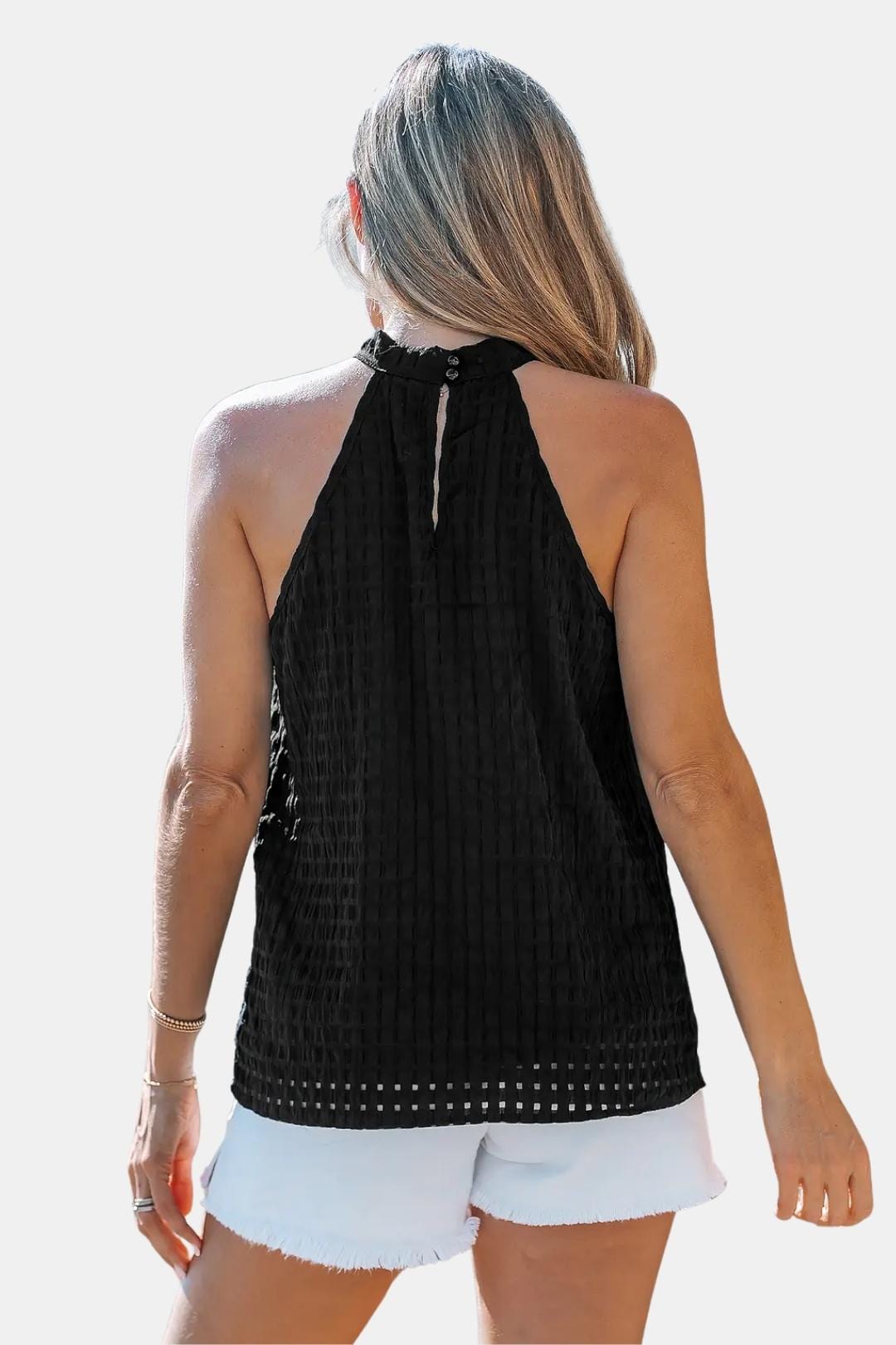 Liora – Halter-Neck Vest Top with Jacquard Detail