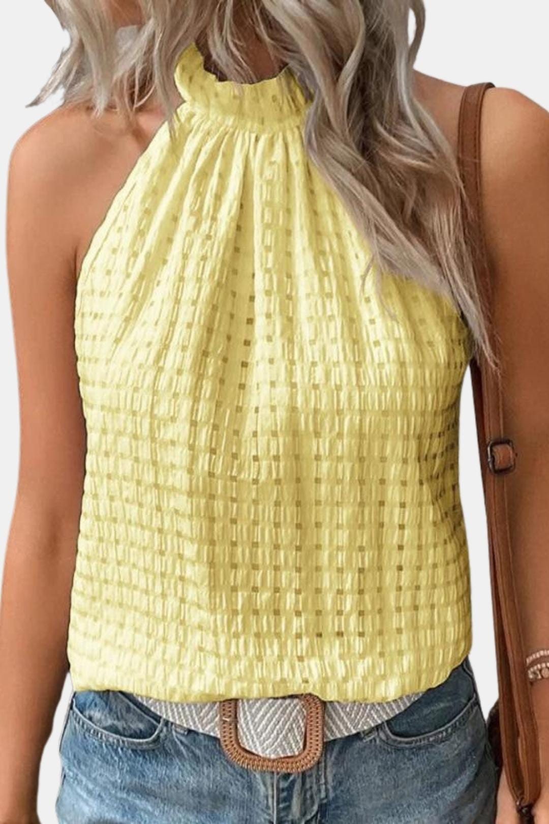 Liora – Halter-Neck Vest Top with Jacquard Detail