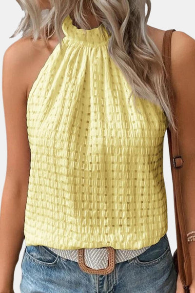 Liora – Halter-Neck Vest Top with Jacquard Detail