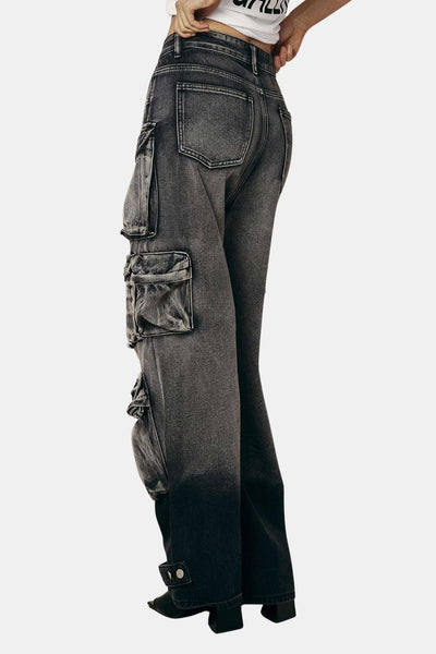 Livy – Ombre Multi Pocket Wide Leg Cargo Jeans