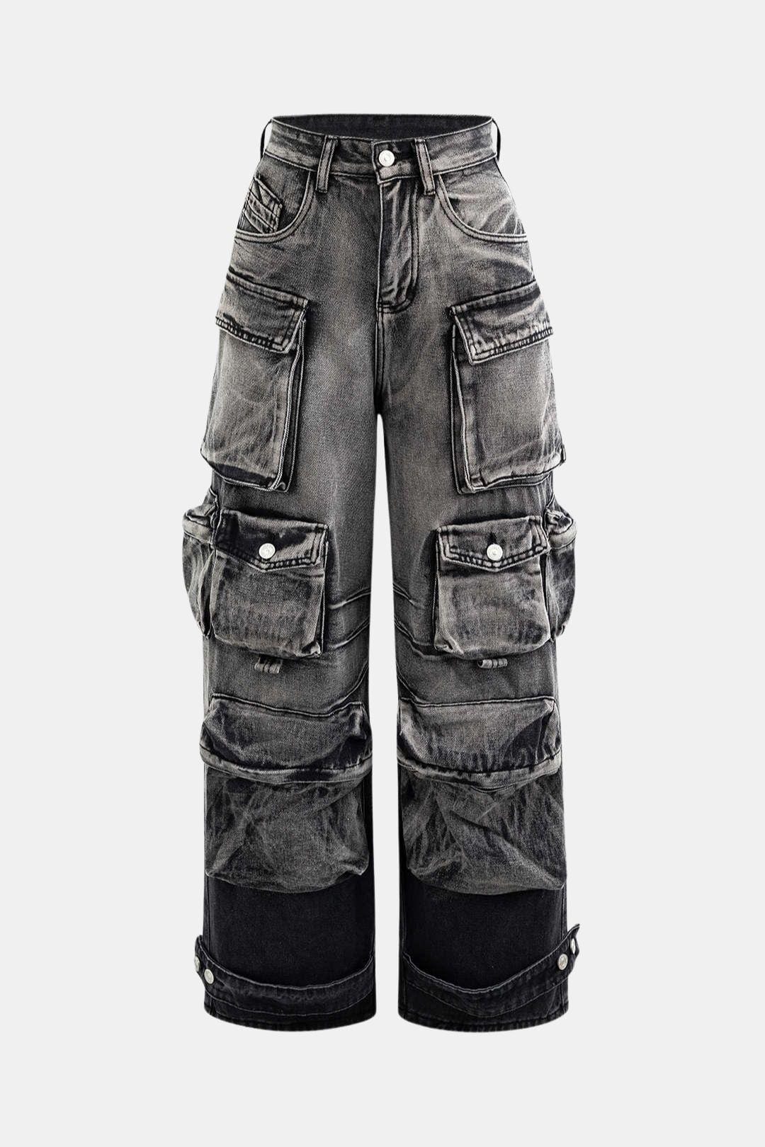 Livy – Ombre Multi Pocket Wide Leg Cargo Jeans