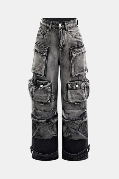 Livy – Ombre Multi Pocket Wide Leg Cargo Jeans