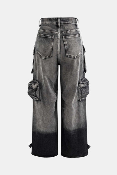 Livy – Ombre Multi Pocket Wide Leg Cargo Jeans