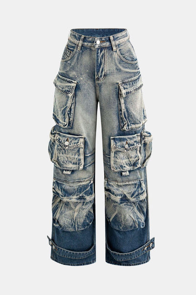 Livy – Ombre Multi Pocket Wide Leg Cargo Jeans