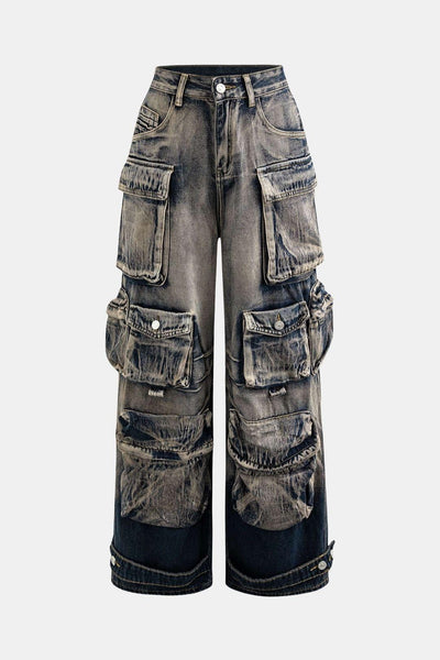 Livy – Ombre Multi Pocket Wide Leg Cargo Jeans