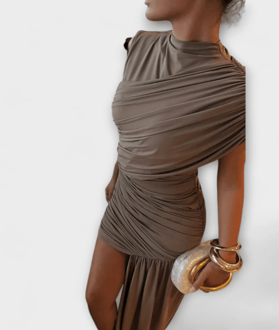 Lucina – Round Neck Geometric Maxi Dress