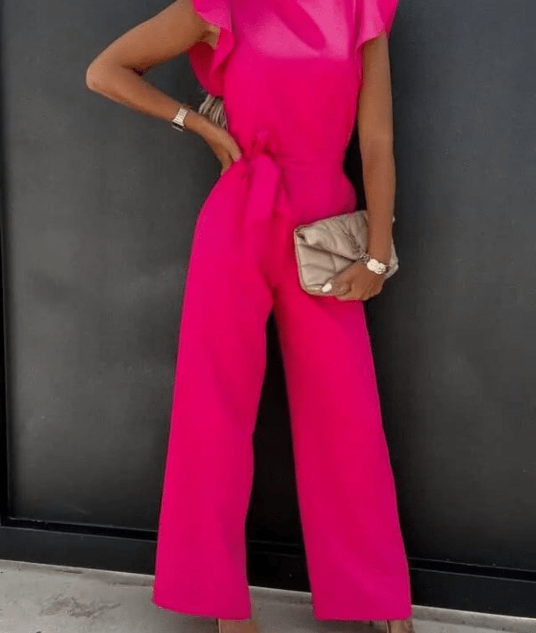 Lumara – Belted Short Sleeve Jumpsuit