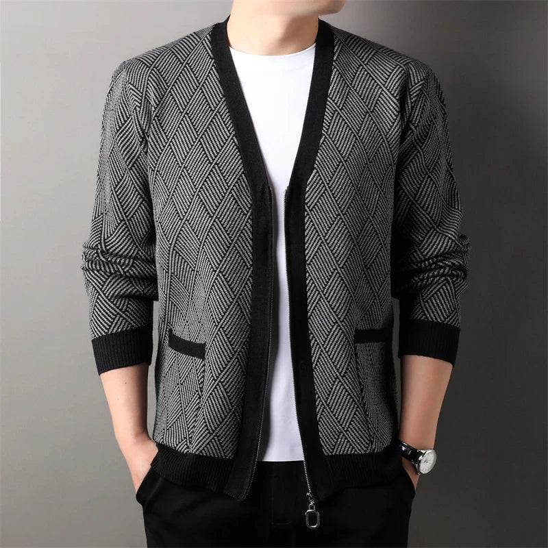 Diamond-Knit Zip-Up Cardigan | Modern Style | Lightweight Comfort