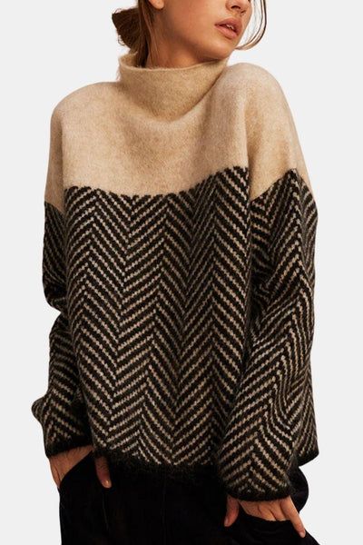 Malene - Herringbone Turtleneck Sweater