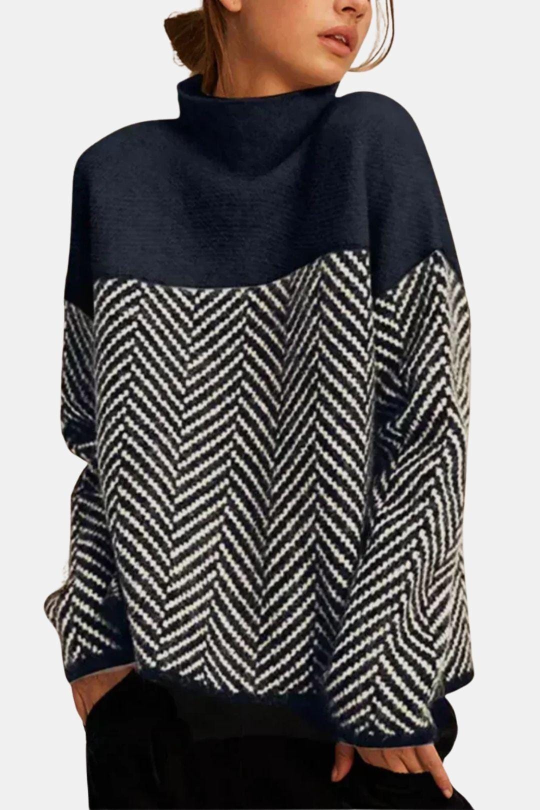 Malene - Herringbone Turtleneck Sweater