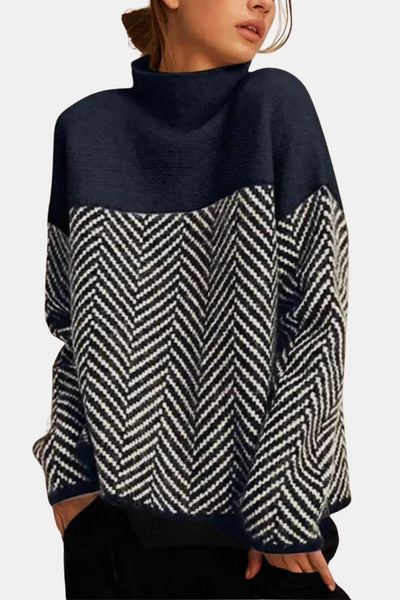 Malene - Herringbone Turtleneck Sweater
