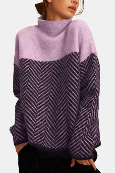 Malene - Herringbone Turtleneck Sweater
