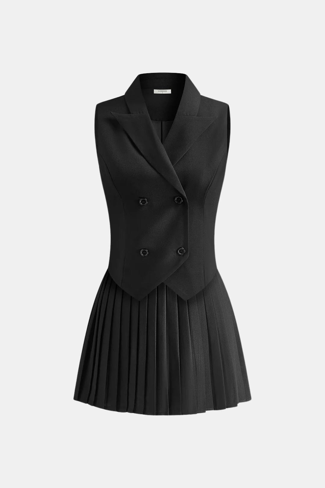 Mandy – Suit Waistcoat & Pleated Mini Skirt Set