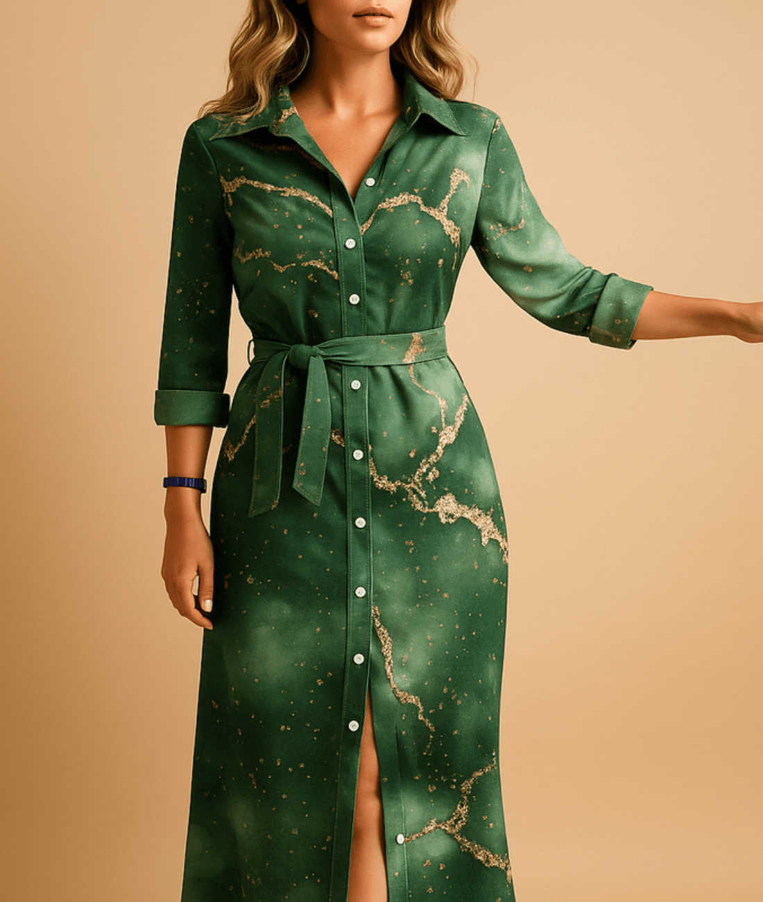 Marevia – Button-Down Belted Maxi Dress