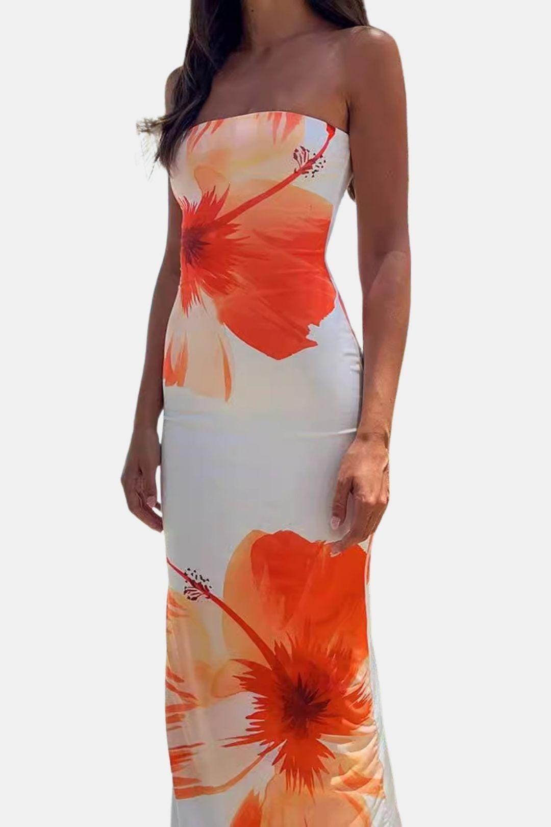 Margarette – Floral Strapless Midi Dress