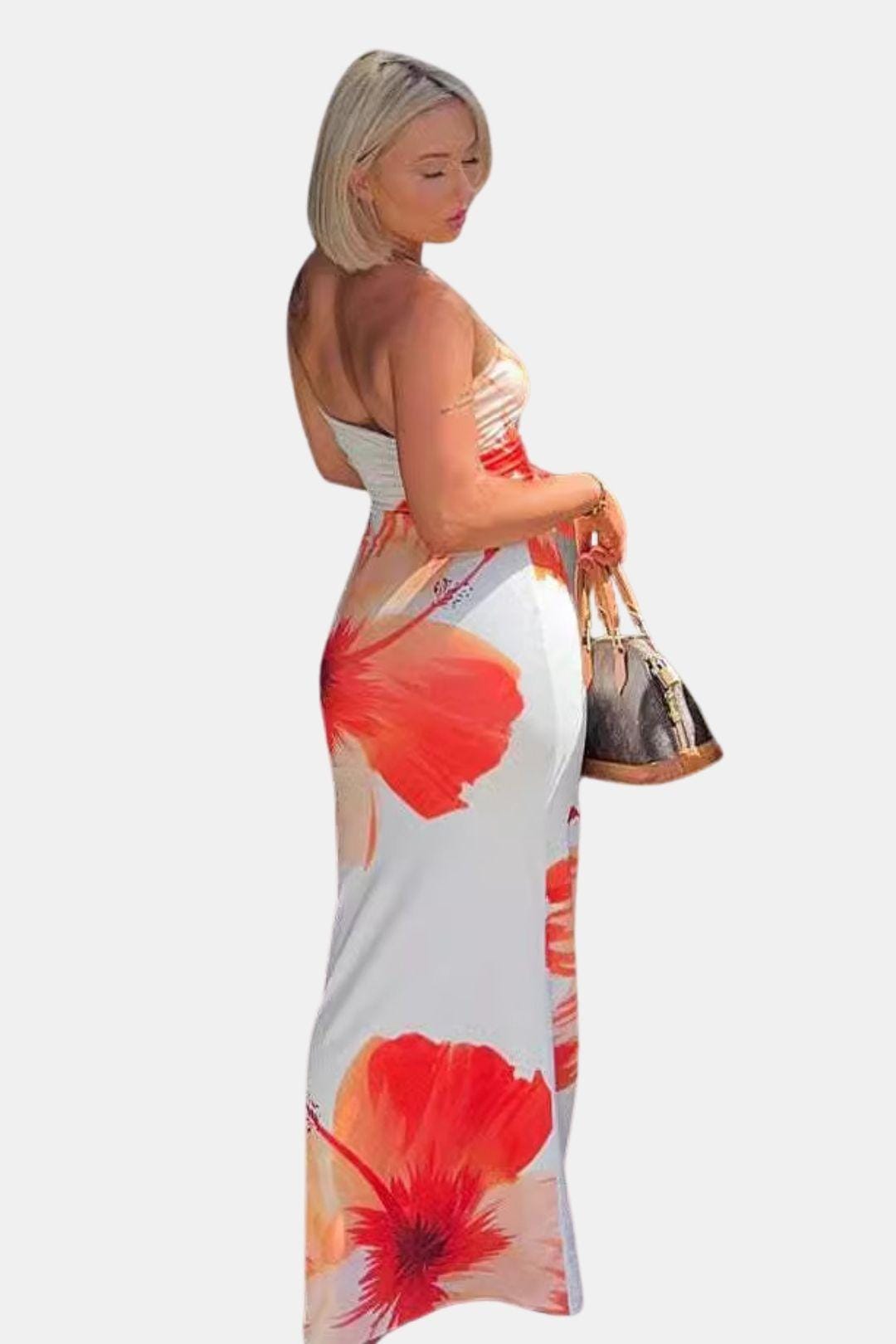 Margarette – Floral Strapless Midi Dress