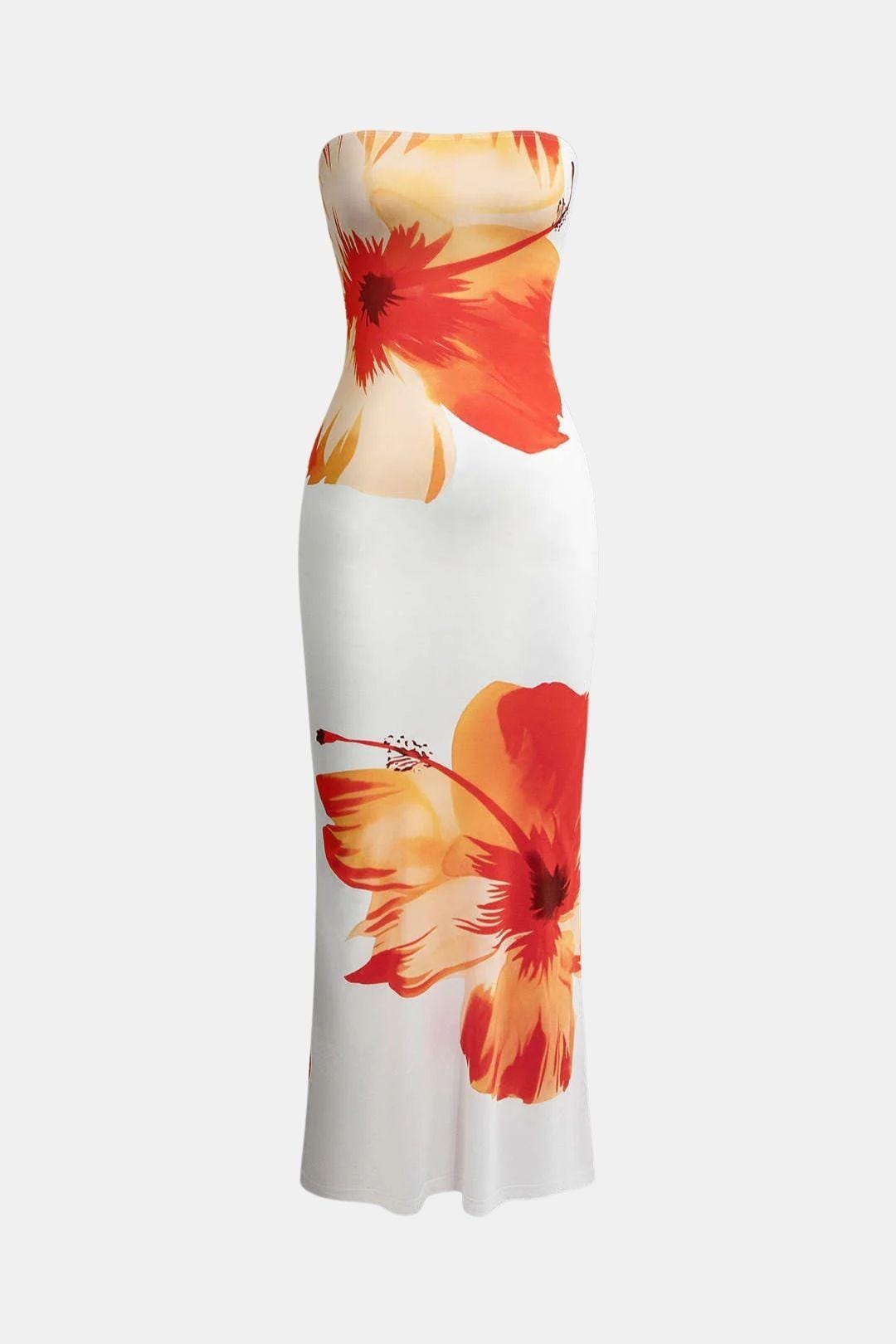 Margarette – Floral Strapless Midi Dress