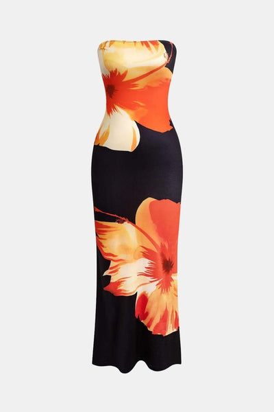Margarette – Floral Strapless Midi Dress