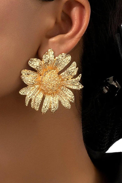 Maria – Vintage Gold Sunflower Drop Earrings