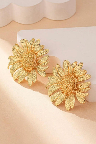 Maria – Vintage Gold Sunflower Drop Earrings