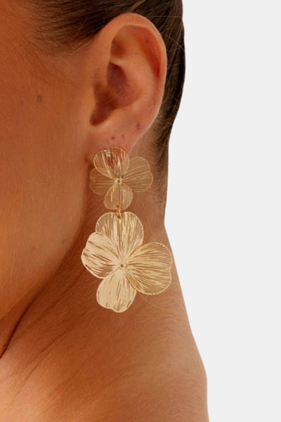 Marie – Gold Floral Drop Earrings