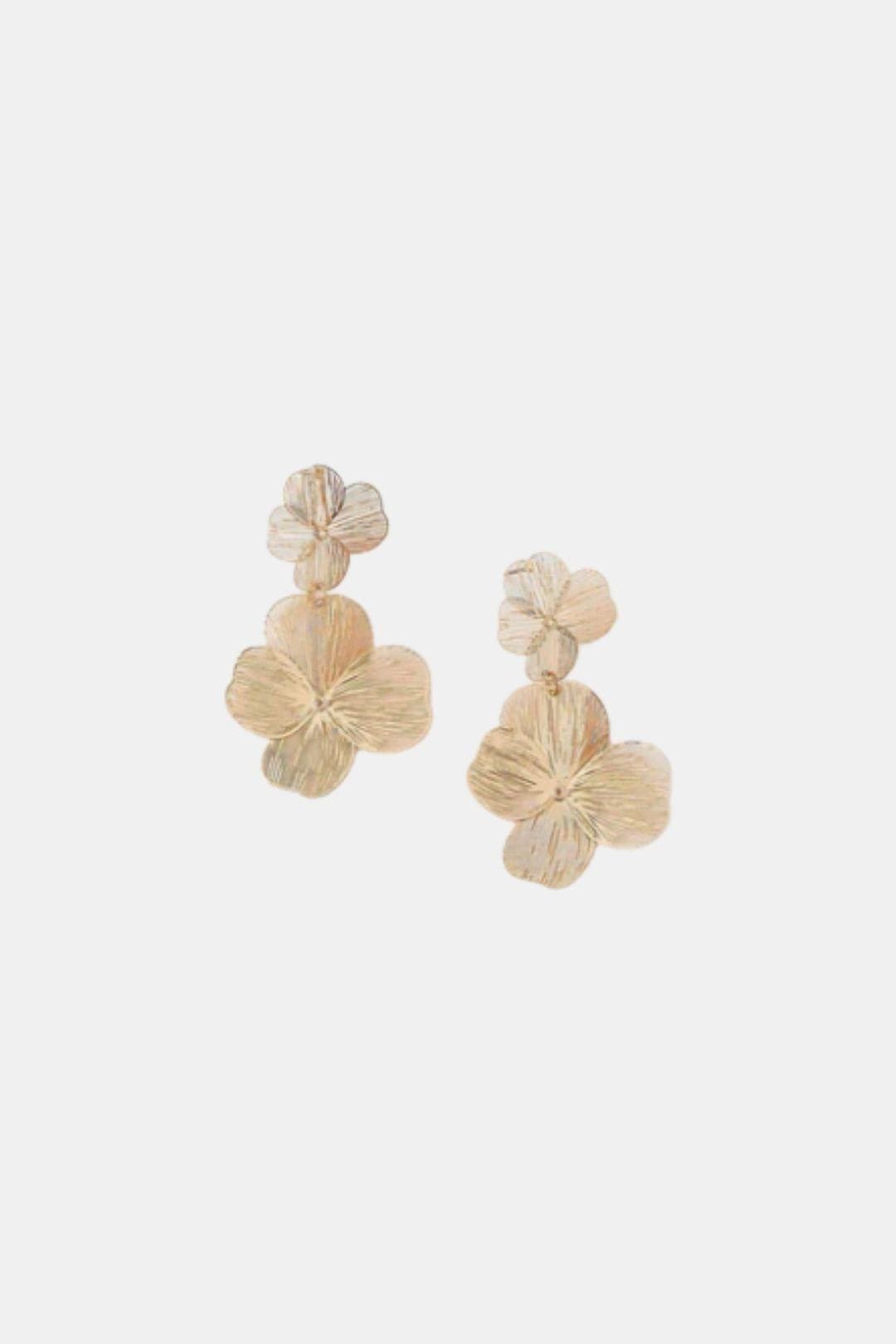 Marie – Gold Floral Drop Earrings