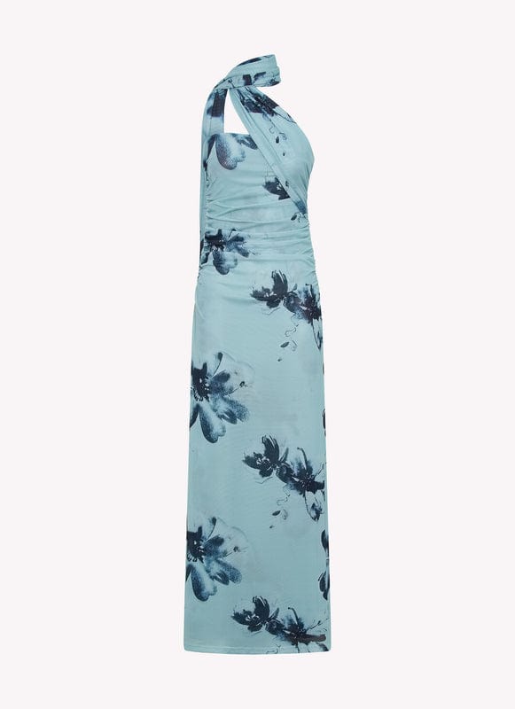 Leandra - Floral Sleeveless Maxi Dress in Blue-Black