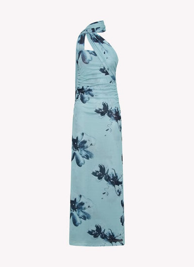 Leandra - Floral Sleeveless Maxi Dress in Blue-Black