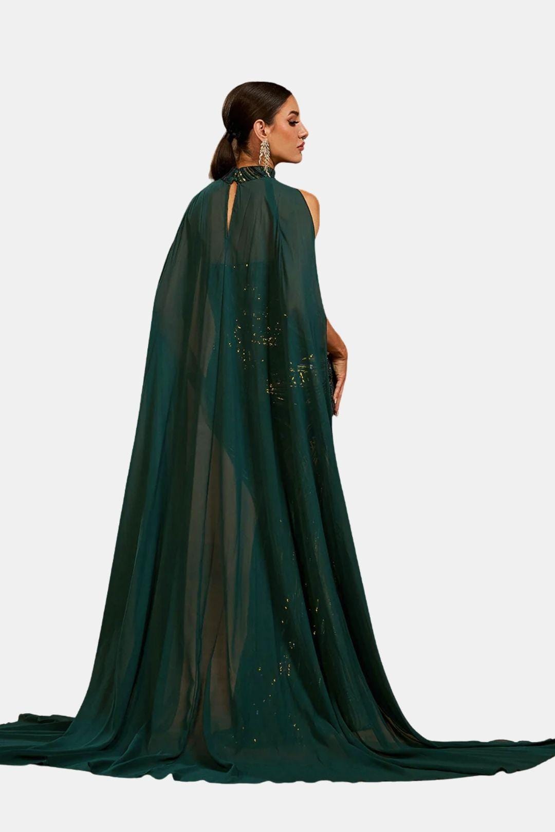 Marina - Sequin Cape Mermaid Evening Dress