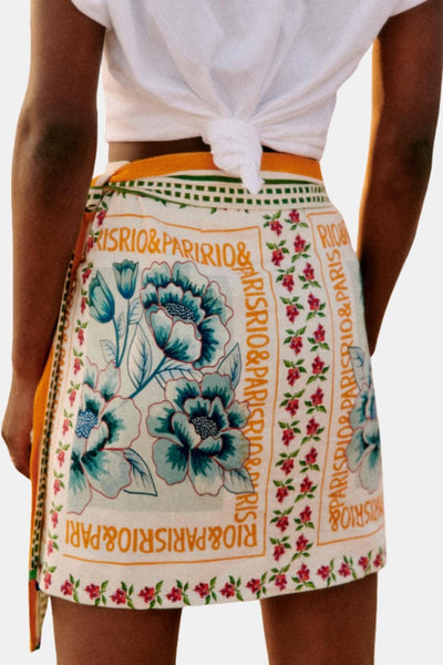 Marisella – Vacation Print Asymmetrical Mini Skirt