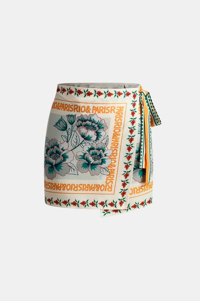 Marisella – Vacation Print Asymmetrical Mini Skirt