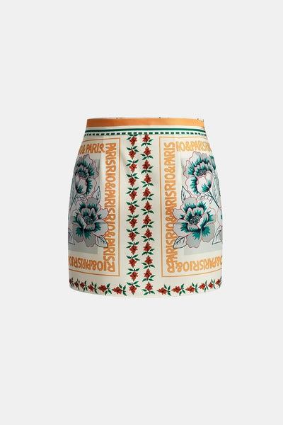 Marisella – Vacation Print Asymmetrical Mini Skirt