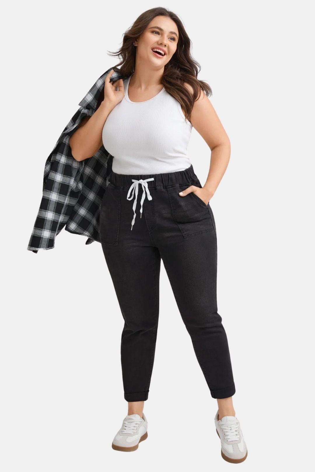 Marisol – Drawstring Jeans Dark Wash