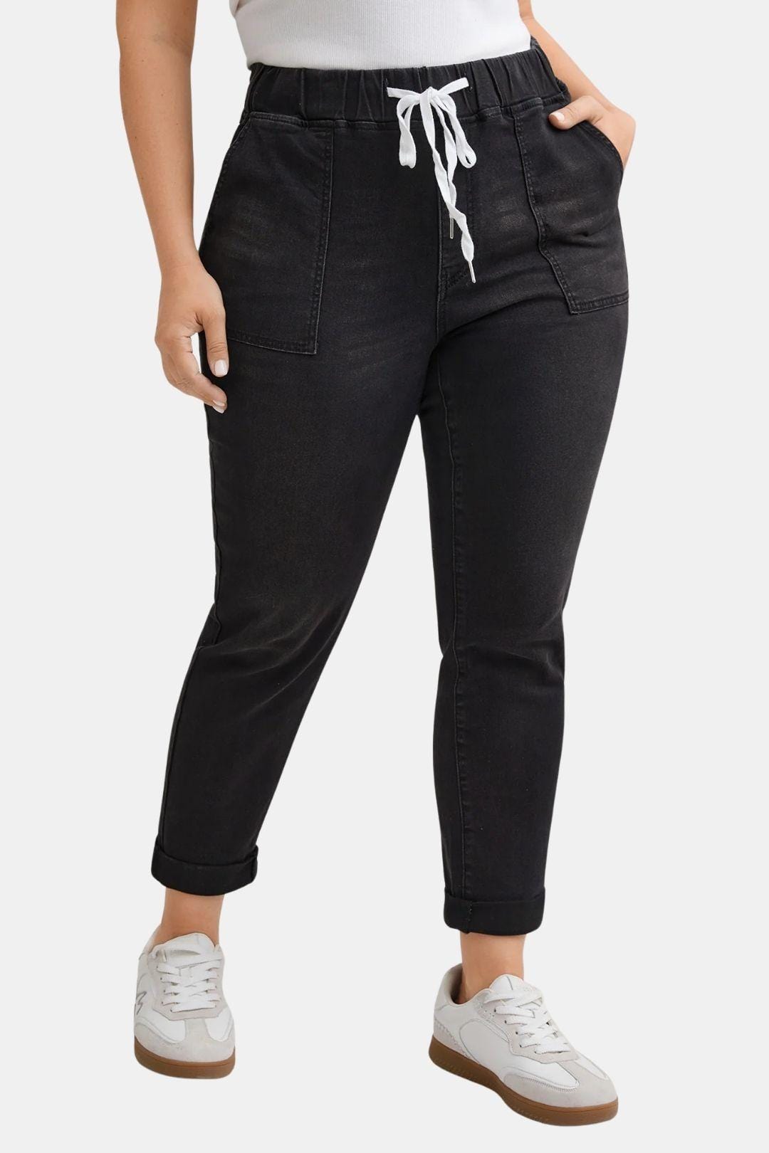 Marisol – Drawstring Jeans Dark Wash
