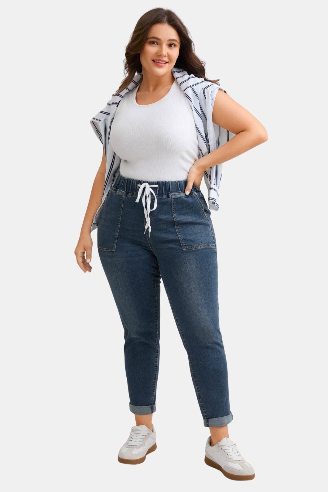 Marisol – Drawstring Jeans Dark Wash