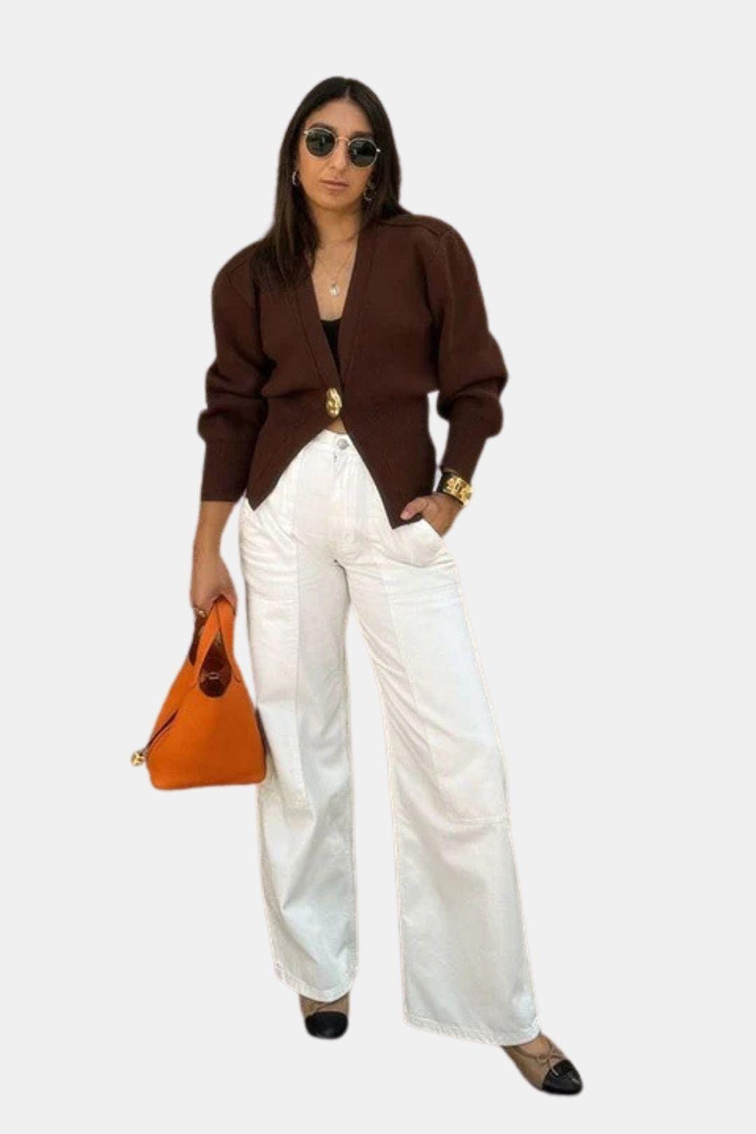 Marta - V-Neck Knit Sweater Cardigan