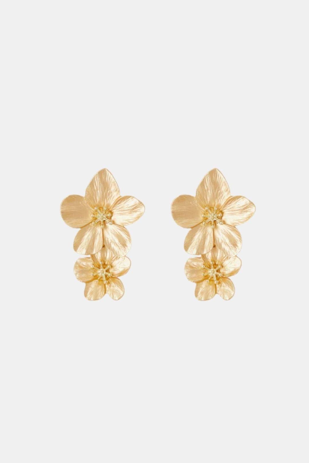 Maya – Gold Flower Drop Earrings