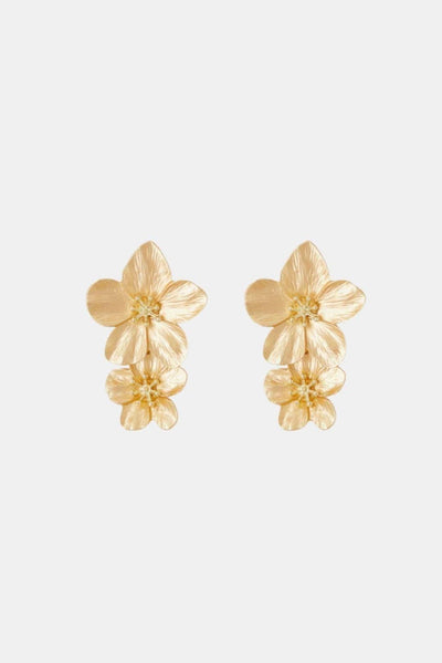 Maya – Gold Flower Drop Earrings
