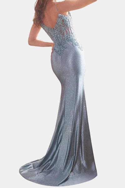 Mela - Satin Mermaid Dress with Beaded Bodice