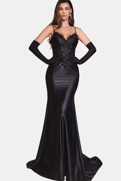 Mela - Satin Mermaid Dress with Beaded Bodice